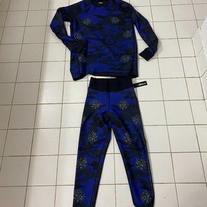 Ultracor Legging and Longsleeve set Blue Camo with Flowers XS top, M bottoms NWT